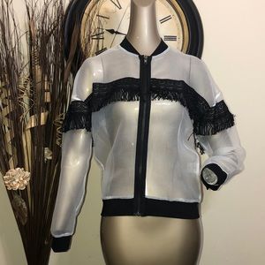 🖤Ladies sheer top/fringe jacket🖤